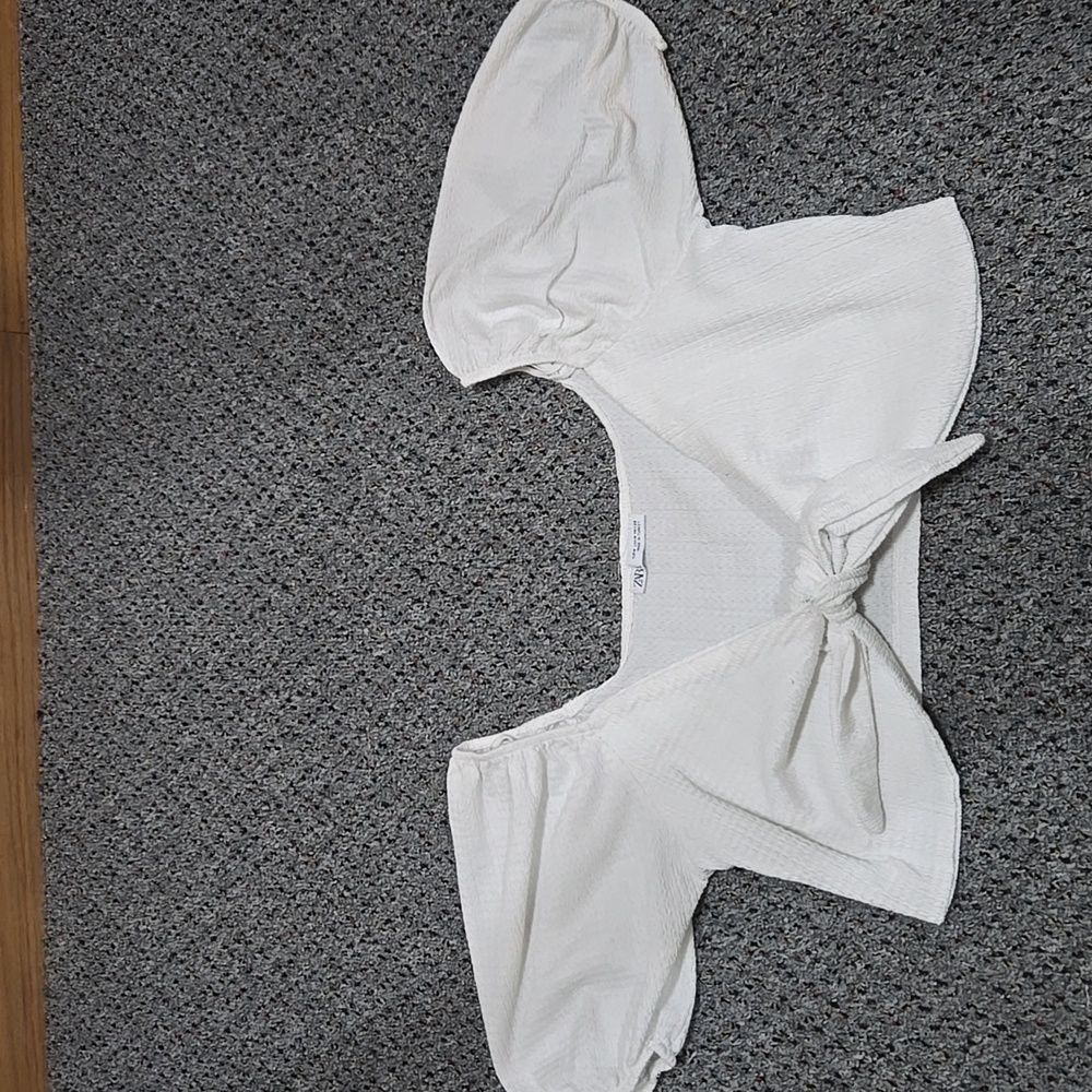 ZARA crop top with knot tie front